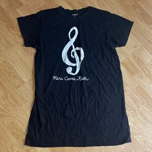 Black Graphic Treble Clef Nightgown with White Print